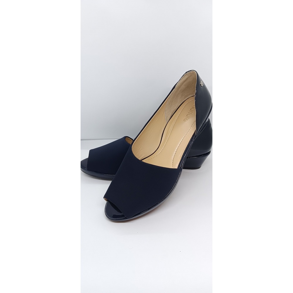 Nurture Navy Blue Peep Toe d'Orsay Cut Out Flat Shoes Womens 9.5M